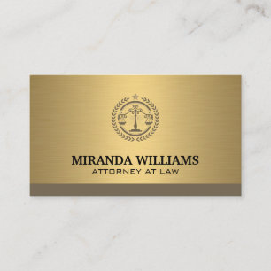 Law Corporate Logo   Gold Metallic Business Card