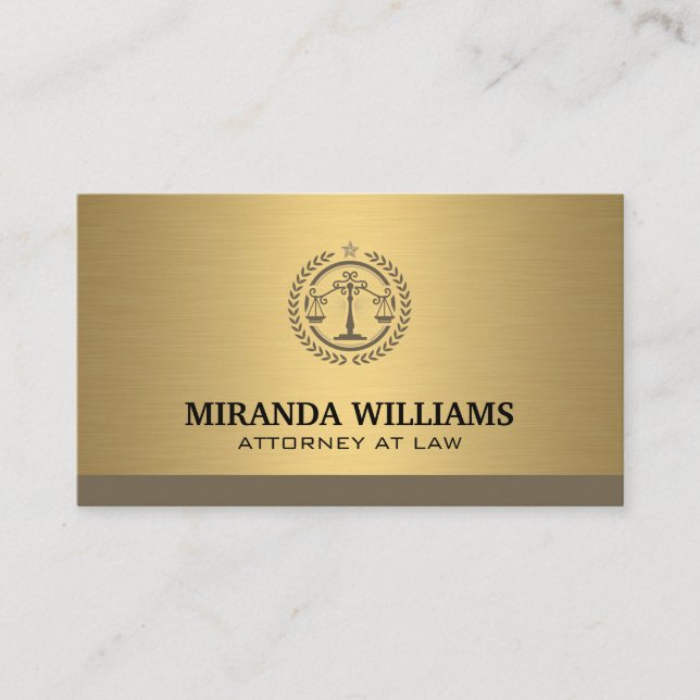 Law Corporate Logo | Gold Metallic Business Card (Front)