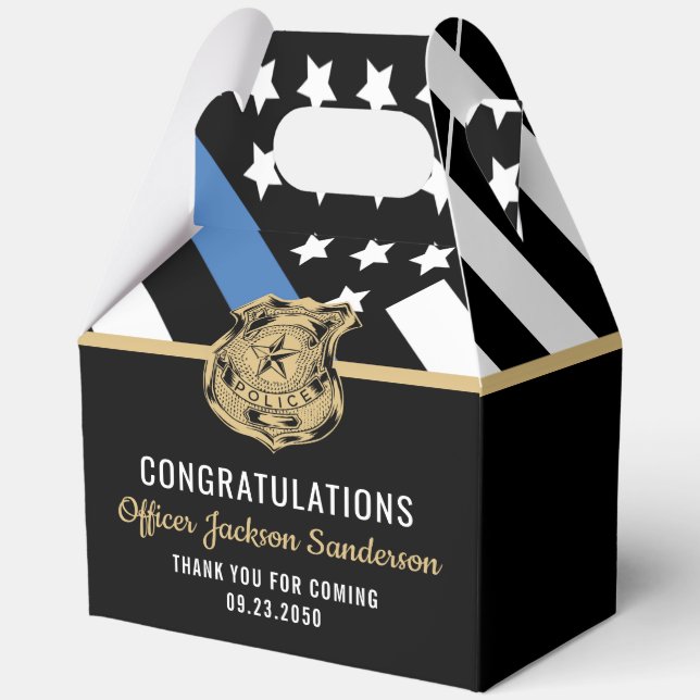 Law Enforcement Blue Line Police Retirement Party Favor Box (Back)