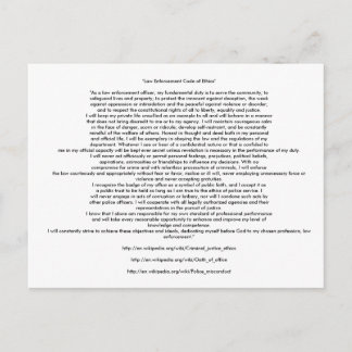LAW ENFORCEMENT CODE OF ETHICS POSTCARD