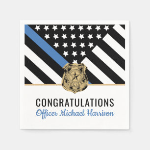 Law Enforcement Flag Police Academy Graduation Napkin