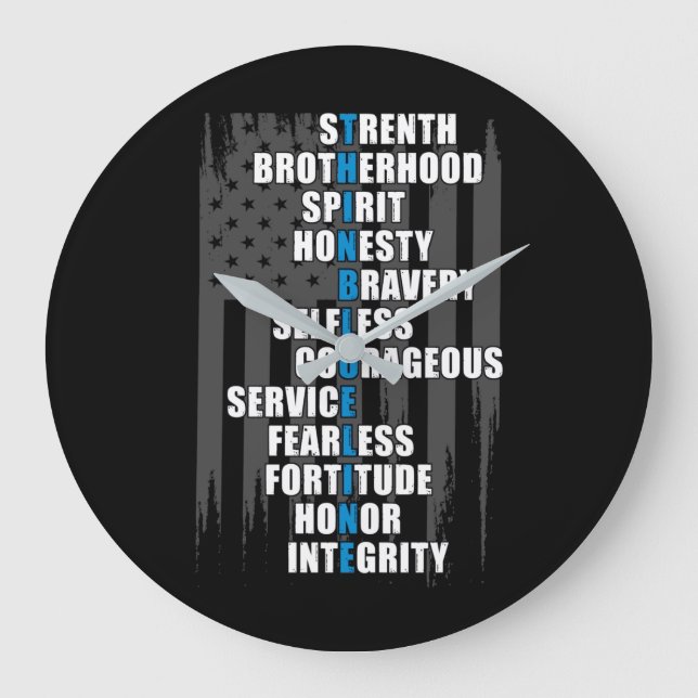 Law Enforcement Flag Police Appreciation Blue Line Large Clock (Front)