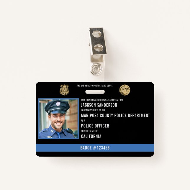 Law Enforcement Officer Police Department ID Badge (Front with Clip)