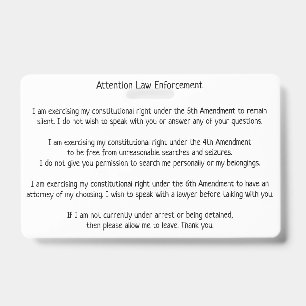 Law Enforcement Patrol Stop Know Your Rights Card Badge