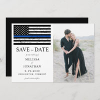 Law Enforcement Police Blue Line Wedding Photo