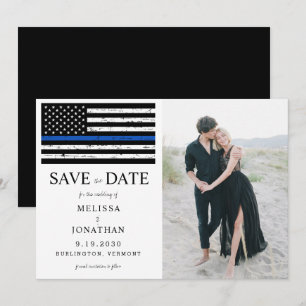 Law Enforcement Police Blue Line Wedding Photo Save The Date
