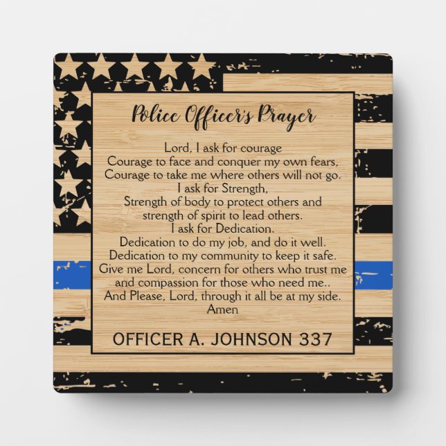 Law Enforcement Police Officer Prayer Plaque (Front)
