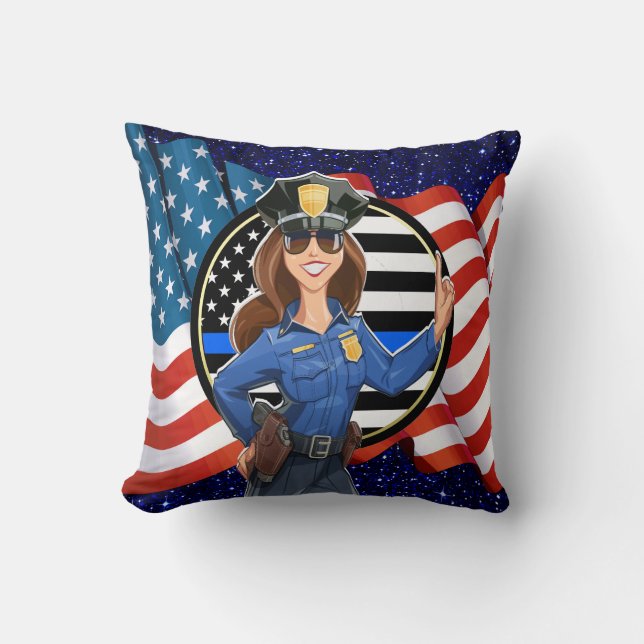 Law Enforcement Police Officer Throw Pillow (Front)