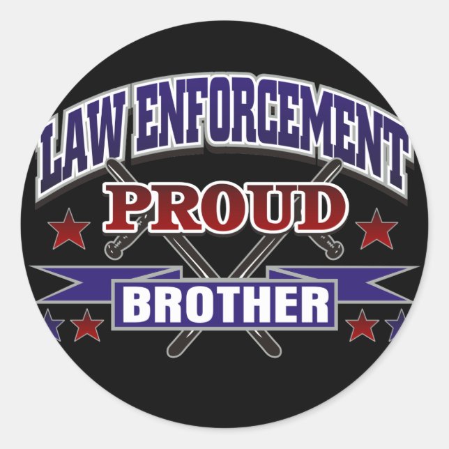 Law Enforcement Proud Brother Classic Round Sticker (Front)