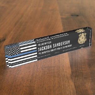Law Enforcement Thin Blue Line Police Department Nameplate