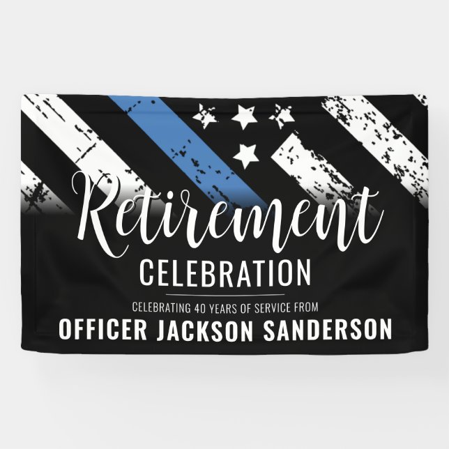 Law Enforcement Thin Blue Line Police Retirement Banner (Horizontal)
