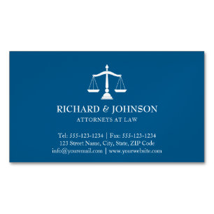 Law Firm Blue Scales of Justice Lawyers Solicitor Magnetic Business Card