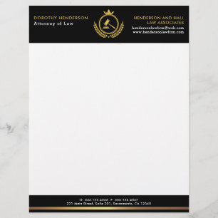 Law Firm Elegant Gold And Black Letterhead