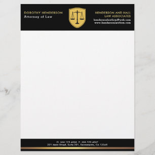 Law Firm Elegant Gold And Black Letterhead