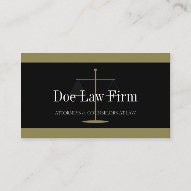 Law Firm Gold/Black Banner Business Card (Front)