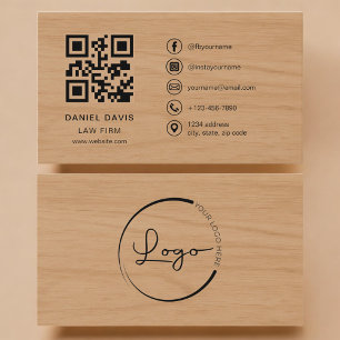 Law Firm Wood Professional QR Code Business Card