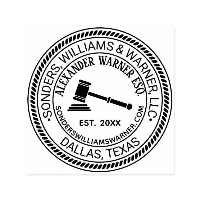 Law Judge Gavel, Firm Lawyer Name Loc URL Est Self-inking Stamp (Design)