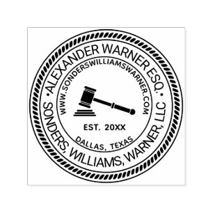 Law Judge Gavel, Lawyer Firm Name Loc URL Est #2 Self-inking Stamp
