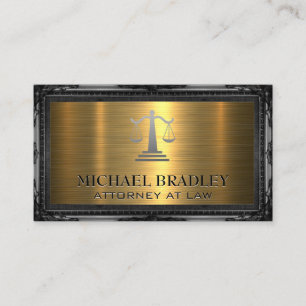 Law Justice Scales   Antique Frame   Gold Metallic Business Card