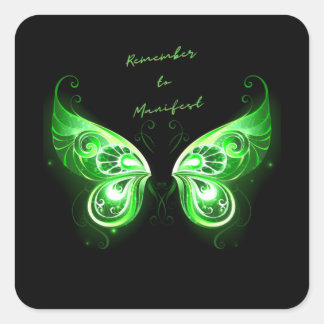 Law of Attraction Butterfly Remember to Manifest Square Sticker