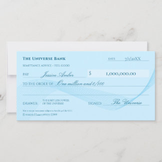 Law of Attraction Elegant Blue Abundance Check