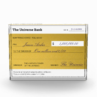 Law of Attraction Elegant Gold Abundance Check Photo Block
