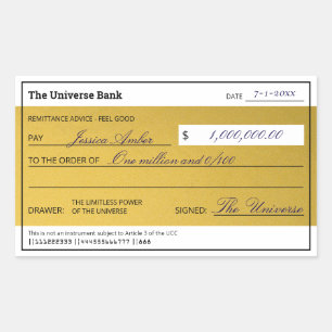 Law of Attraction Elegant Gold Abundance Check Sticker