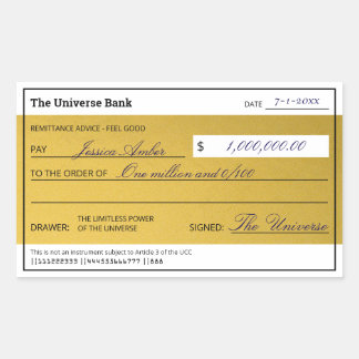 Law of Attraction Elegant Gold Abundance Check Sticker