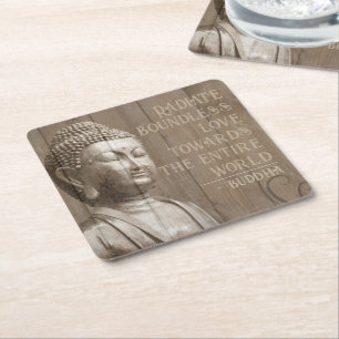 Law of Attraction Inspiring Buddha Quote Square Paper Coaster