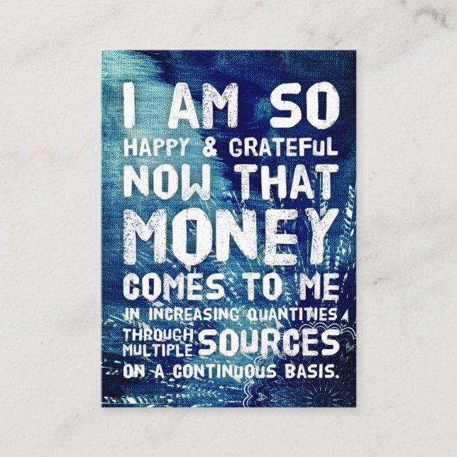 Law of Attraction Money Manifestation Quote Wealth Business Card (Front)
