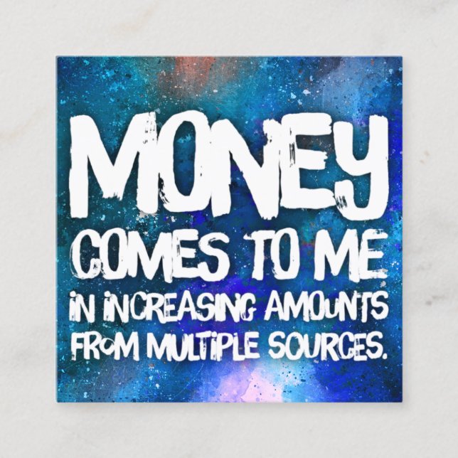 Law of Attraction Money Manifestation Quote Wealth Square Business Card (Front)