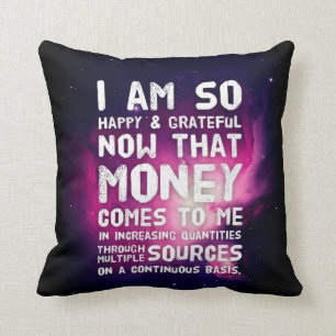 Law of Attraction Money Manifestation Quote Wealth Throw Pillow