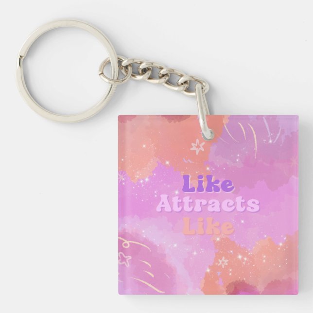 Law of Attraction Motivational Inspirational Pink Keychain (Front)