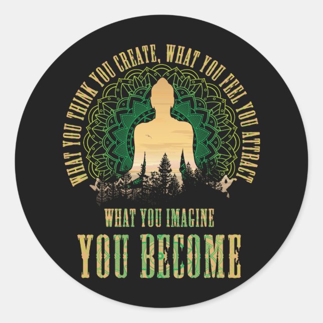 Law Of Attraction Spiritual Buddha Meditation Yoga Classic Round Sticker (Front)