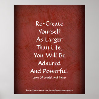 Law Of Wealth Power Re-Create Yourself Red Poster