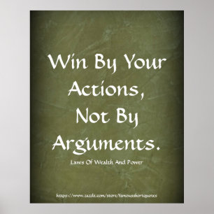 Law Of Wealth Power Win By Your Actions Green Poster