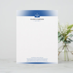 LAW OFFICE Classic Scales Of Justice Deep Blue Letterhead
