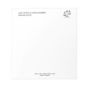 LAW OFFICE   Classic Scales Of Justice Notepad
