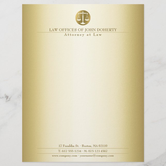 LAW OFFICE | Elegant Gold Letterhead (Front)
