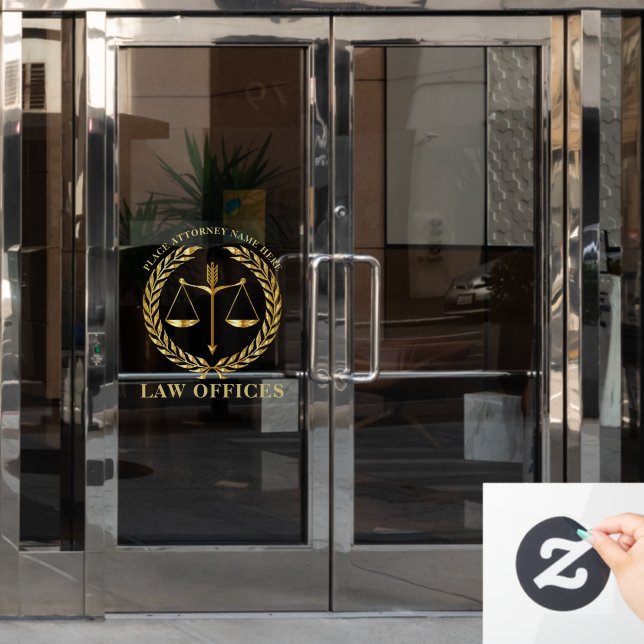 Law Offices - Attorney Justice Scales Personalized Window Cling (Office Door)
