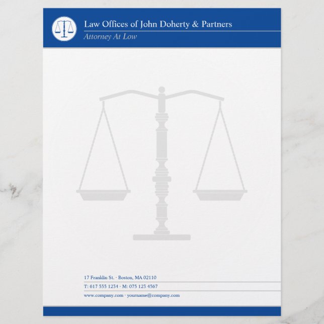LAW OFFICES | Deep Blue Letterhead (Front)