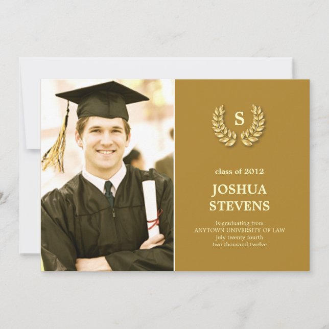 LAW-rel Wreath Law Graduation Photo Invitation (Front)
