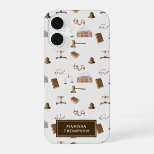 Law Scales Gavel Legal Antique Pattern iPhone 16 Case