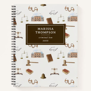 Law Scales Gavel Legal Antique Pattern Notebook