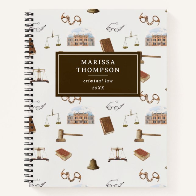 Law Scales Gavel Legal Antique Pattern Notebook (Front)