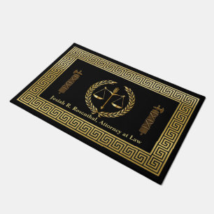 Law Scales Laurel Wreath Greek Key Fasces Lawyer's Doormat