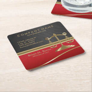 Law   Scales of Justice   Customizable Square Paper Coaster