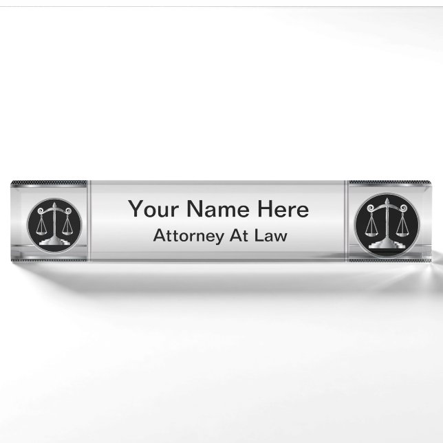 Law | Scales of Justice | Lawyer Nameplate (Front)