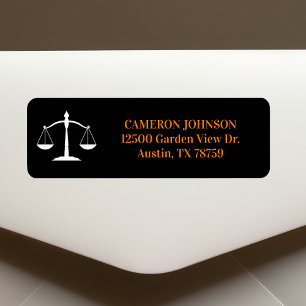 Law School Black Orange Lawyer Adresse de retour