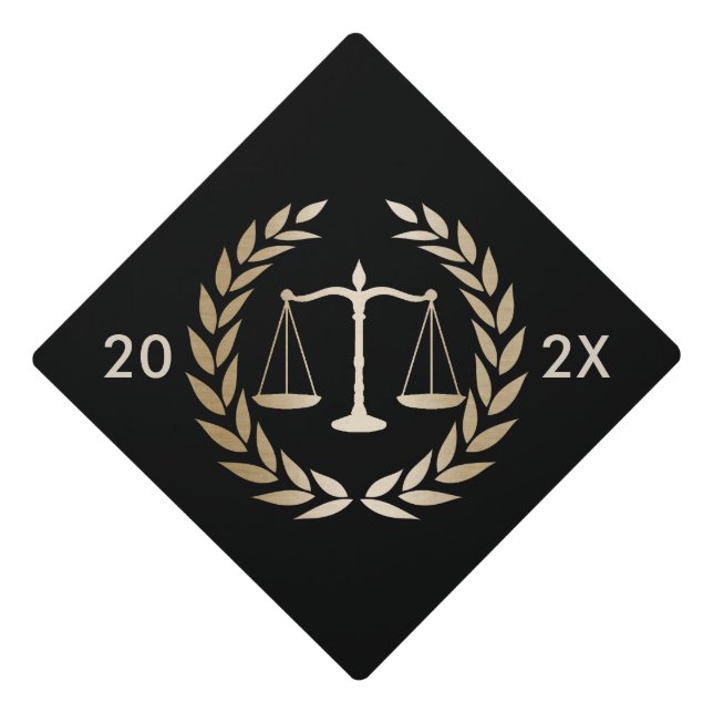 Law School Gold Justice Scale Graduation Graduation Cap Topper (Front)